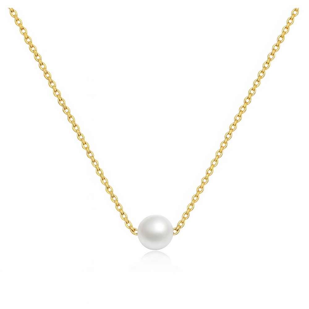 Elegant Gold and White Pearl Necklace